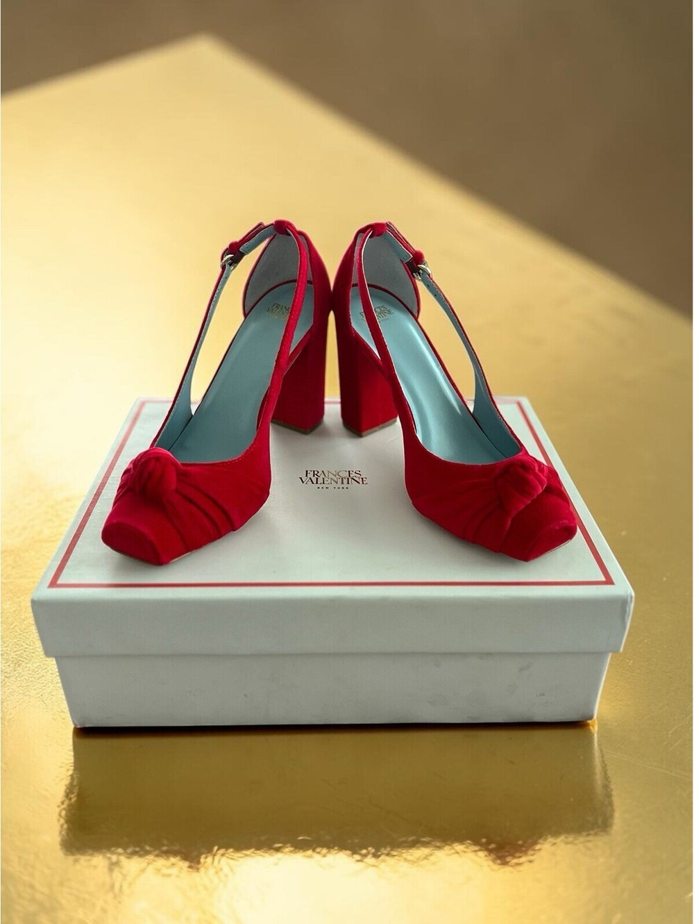 Francis Valentine Retro Red Velvet Pump Size 8 Color Scarlet Brand New In Box